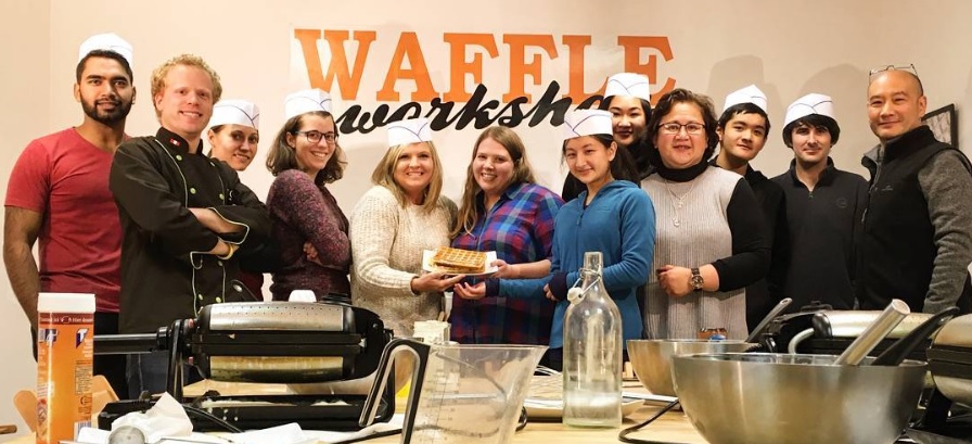 teambuiling happening at waffle workshop in belgium